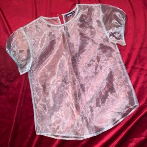 Tildon Baby Blue Iridescent Princess Sleeve Sheer Top Size Small